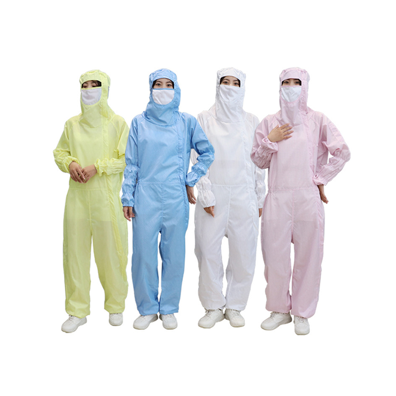 Anti static slanted open front hooded jumpsuit